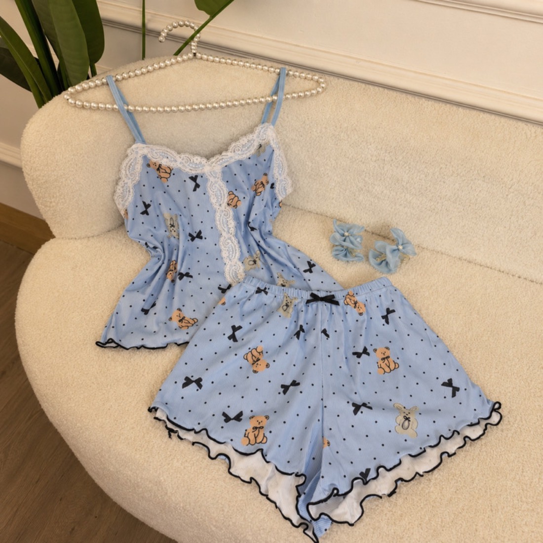 NO708# Women camisole shorts loungewear set wholesale thumbnail 2