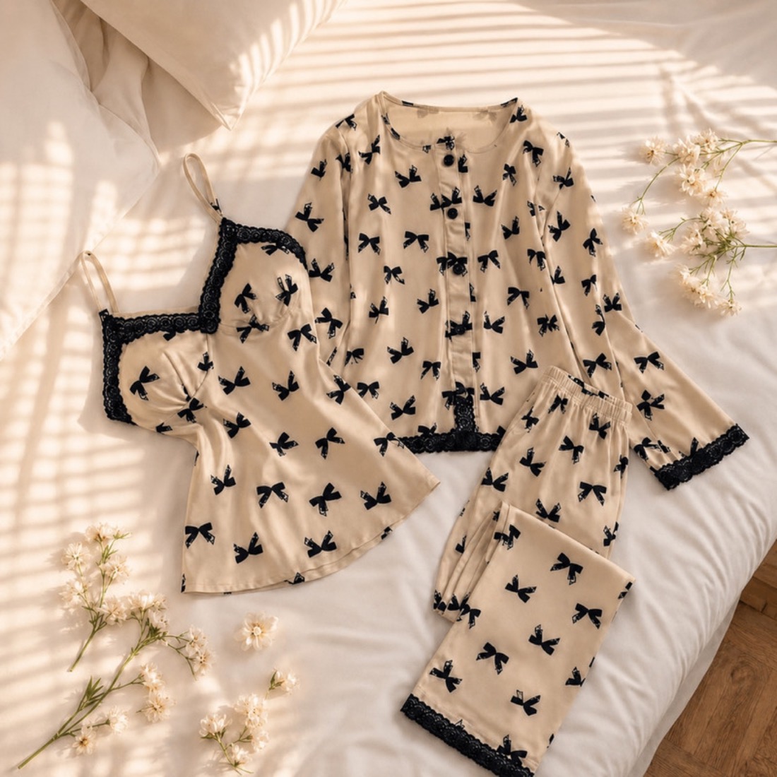 NO709# Women butterfly print pajama set for private label thumbnail 3