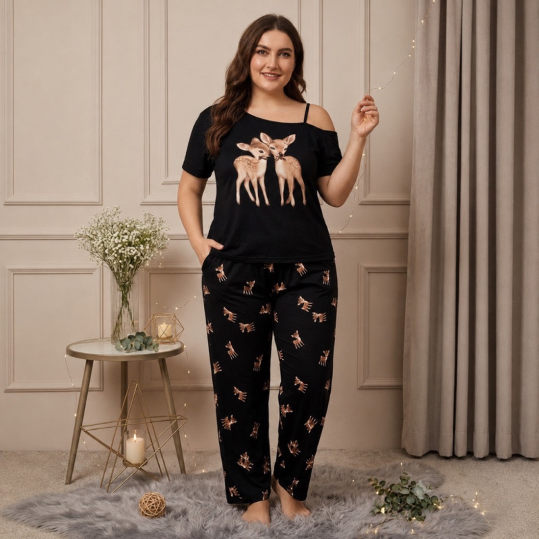 NO711# Women printed pajama set for Middle East wholesale thumbnail 3
