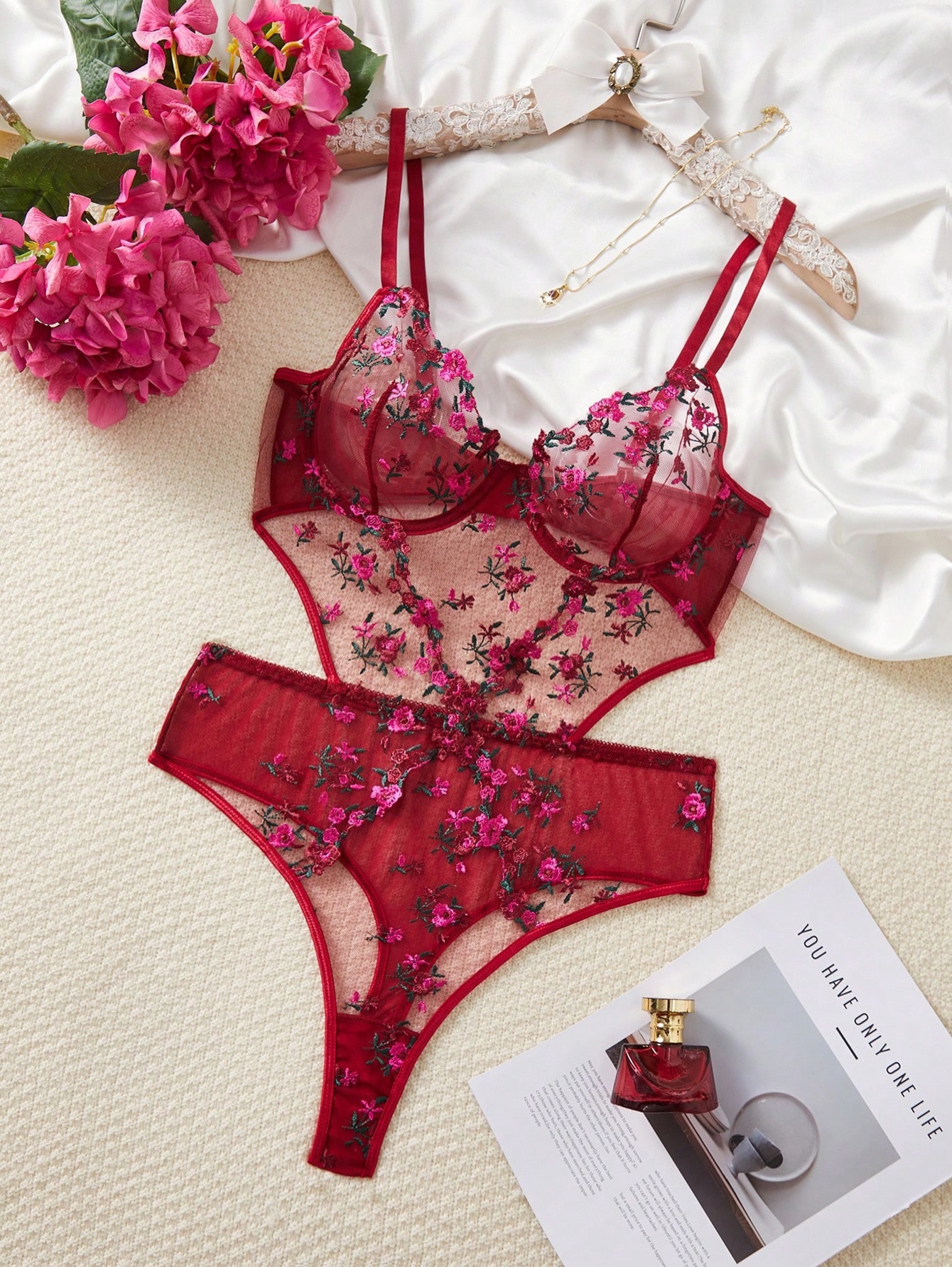 NO9007# Women lace-trim lingerie set wholesale thumbnail 2