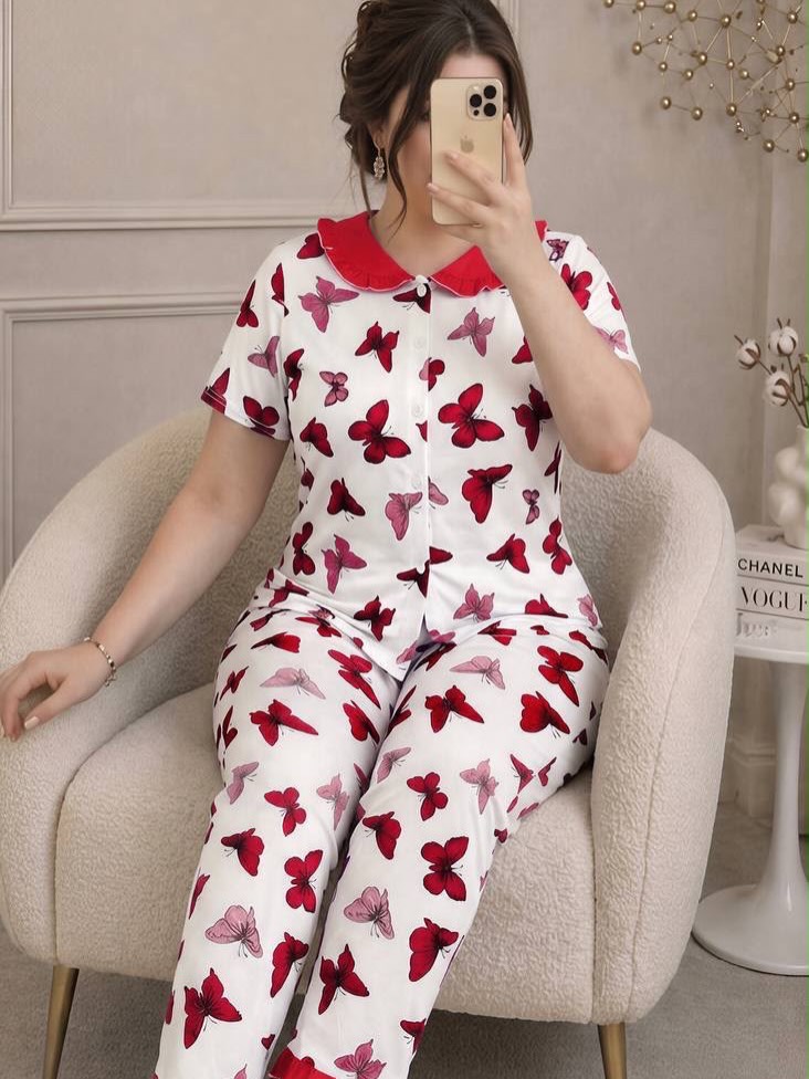 NO1267# Women butterfly print collar pajama set wholesale for Middle East wholesale buyers