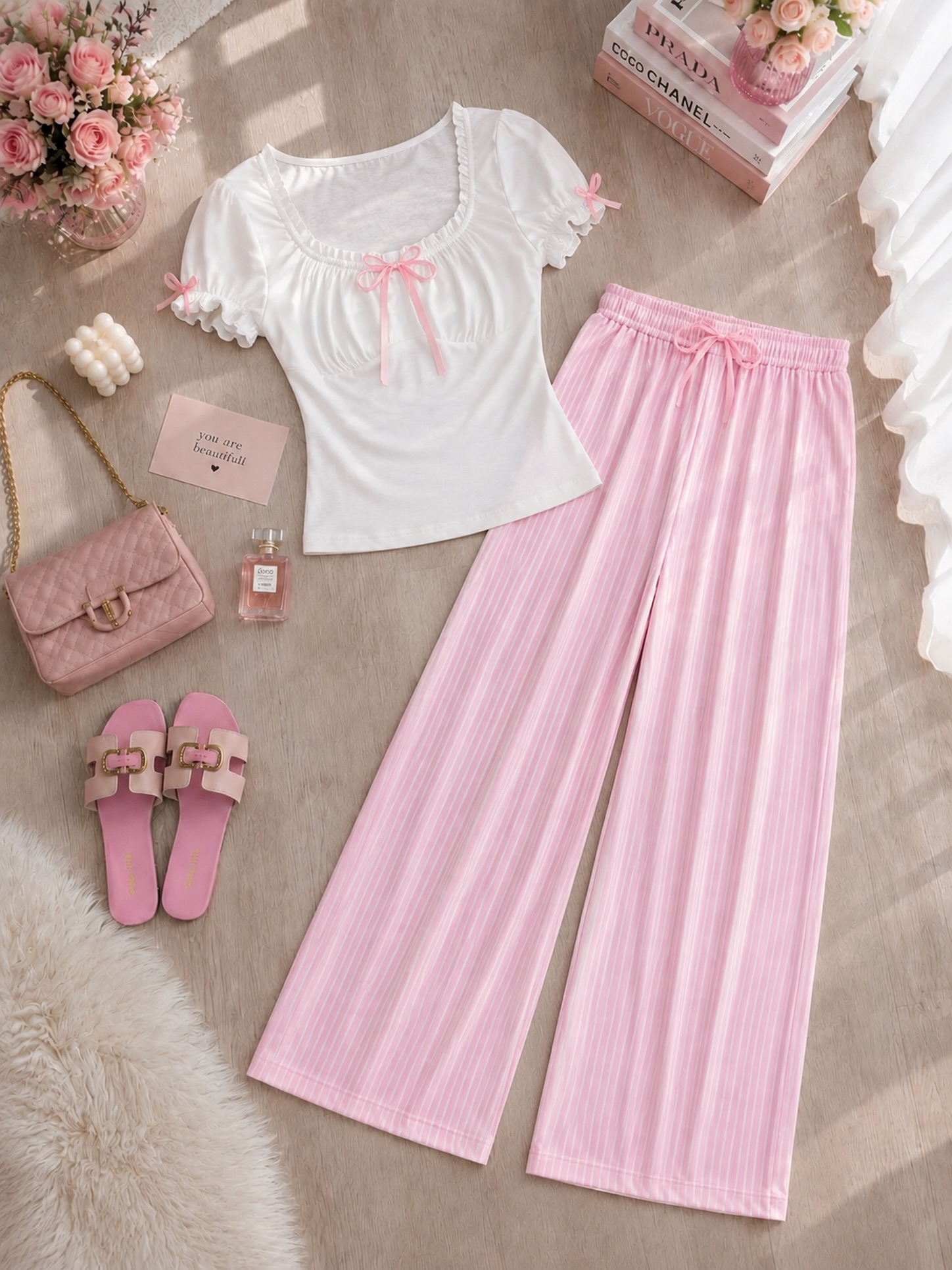 NO1274# Women bow detail pajama set wholesale for Middle East wholesale buyers