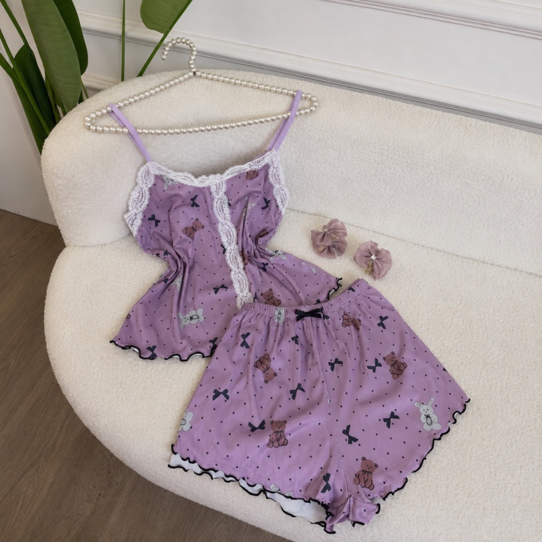 NO708# Women camisole shorts loungewear set wholesale wholesale product image 3