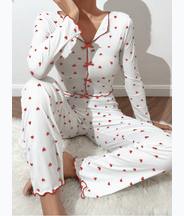 NO721# Women cherry print long sleeve homewear set wholesale for Middle East wholesale buyers