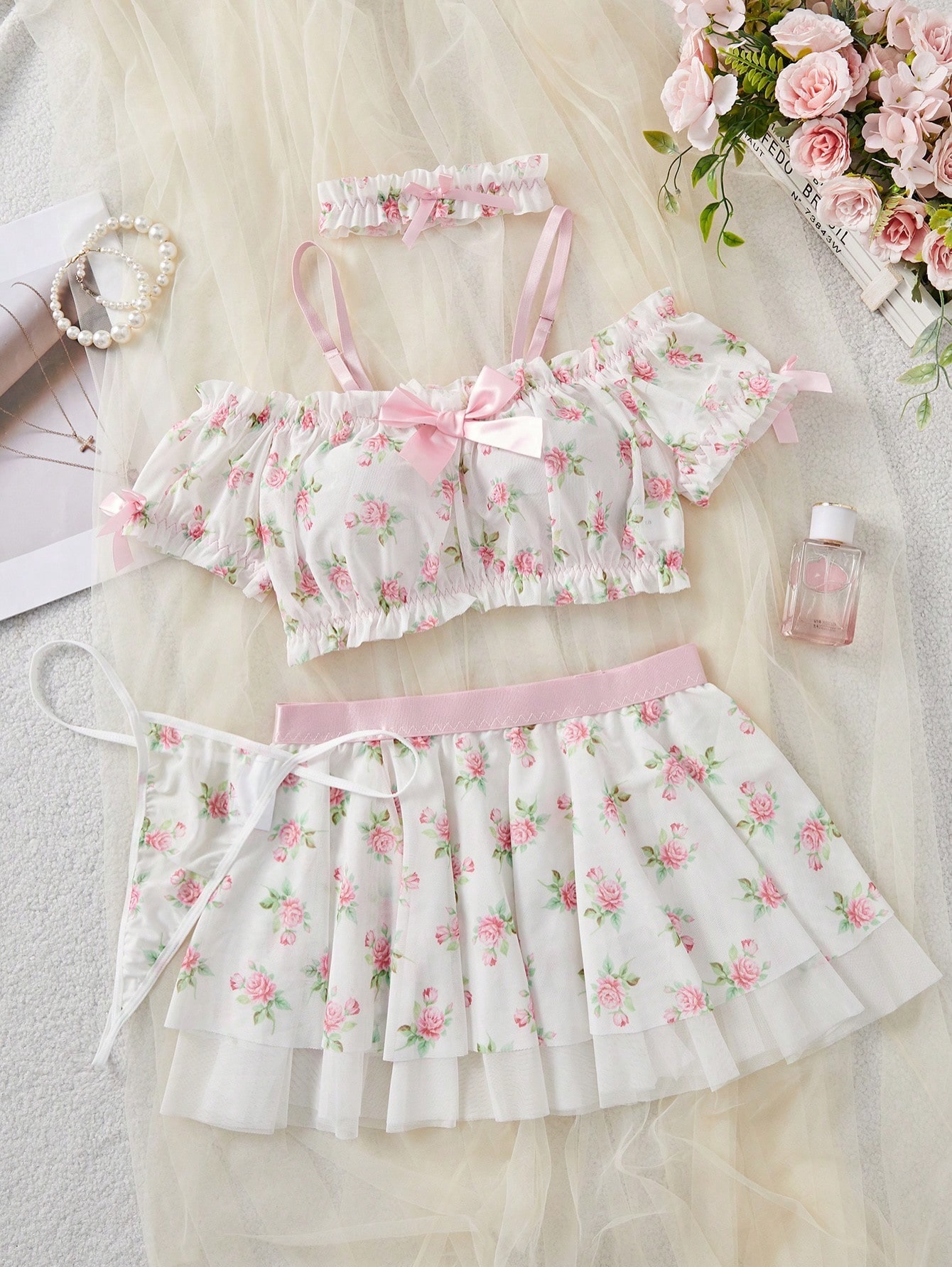 NO9003# Women four-piece bridal lingerie set wholesale wholesale product image 2
